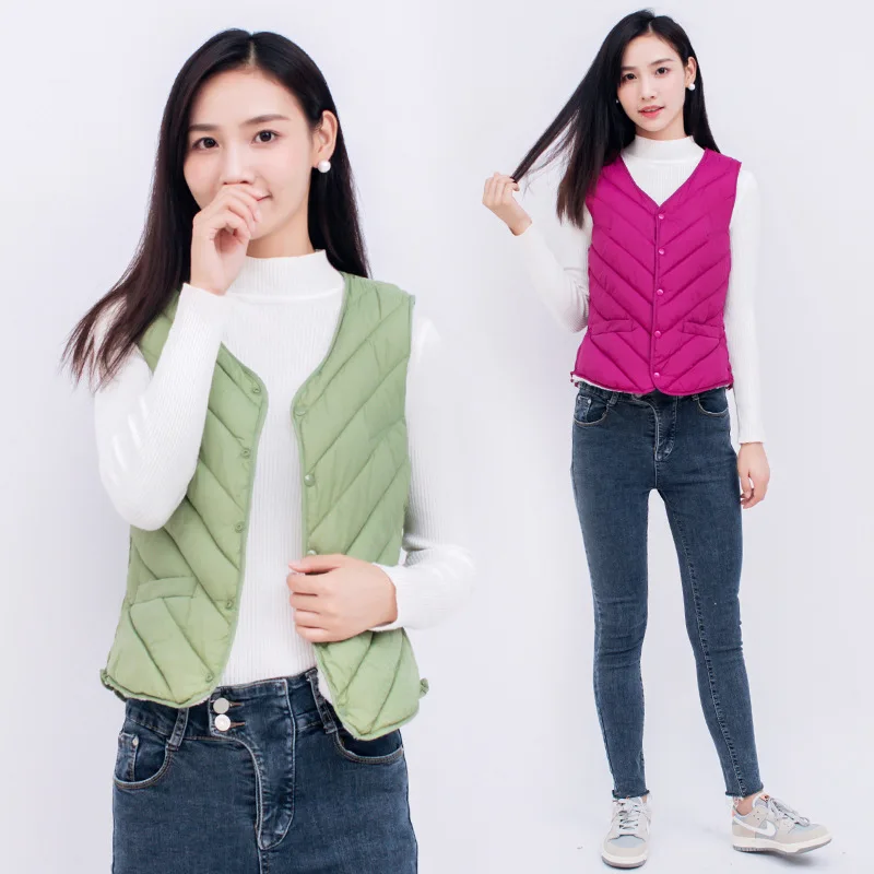 

Autumn Wool Women Vest Solid Thicken Vest for Women Cotton Office Lady Sleeveless Puffer Jacket Women Winter Outerwear Coats