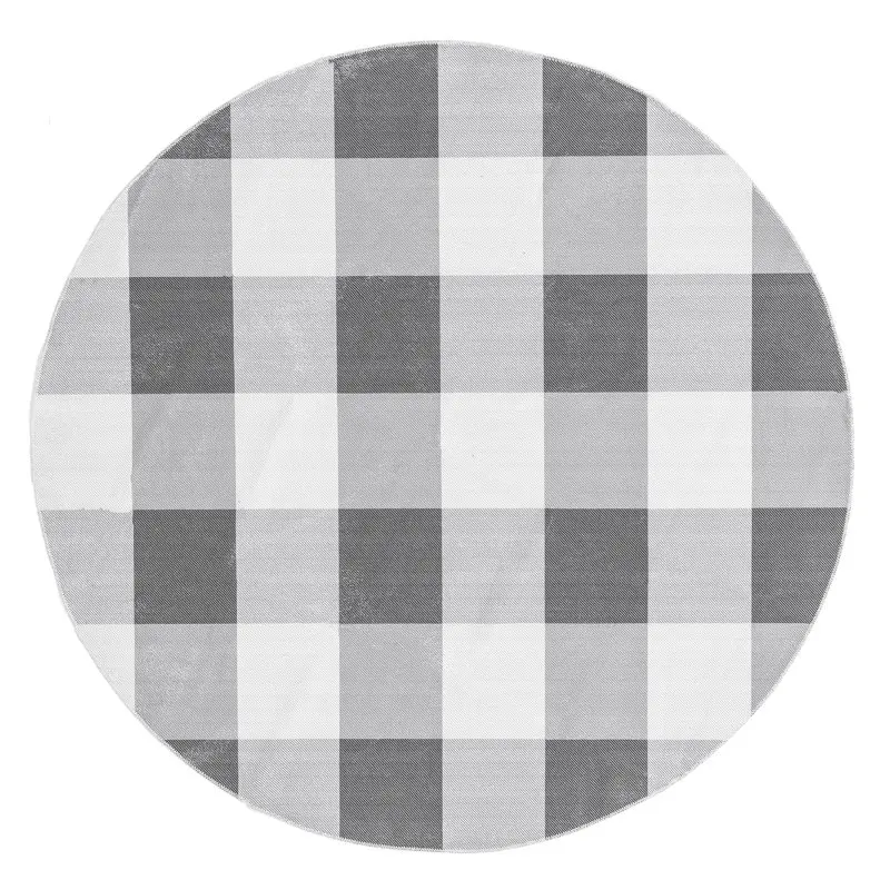 

Machine Washable Farmhouse Buffalo Area Rug, 6' Round, Grey Cute home decor Welcome mats for front door Mat Thundercats Living
