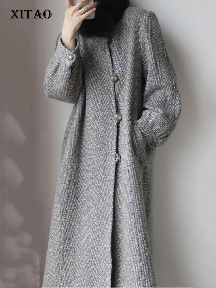 

XITAO Sweater Cardigan Knitting O-neck Design Sense Temperament Vintage Lazy Straight Casual Show Thinness Minority Coat FBB1333