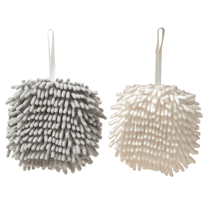 

New Chenille Hand Towel Wipe Hands Ball Soft Absorbent Quick Dry with Hanging Loop