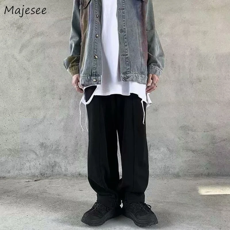 

Pants Men High Street Dresowe Fashion Solid Loose Simple Drawstring All-match Leisure Daily Hip Hop Teens Popular Handsome Cozy