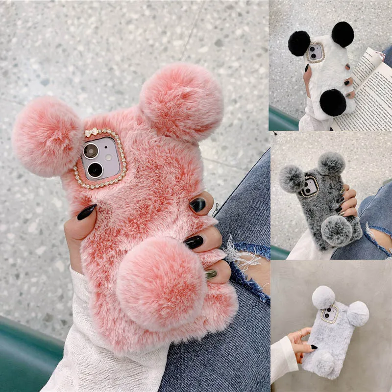 for samsung galaxy a02s a42 5g a51 a71 a50 a70 a30 a21s a22 s22 s20 s21 plus note 20 ultra tpu cute panda plush furry phone case free global shipping