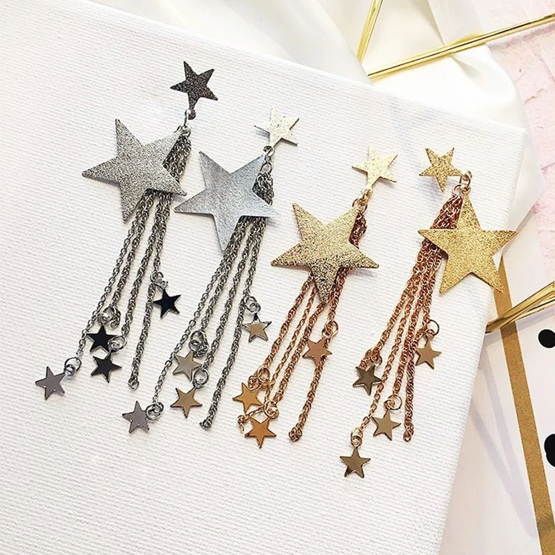 8 сезонов модные серьги-гвоздики с золотыми металлическими звездами и стразами