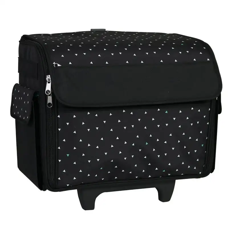 

Rolling Sewing Tote, Black & White