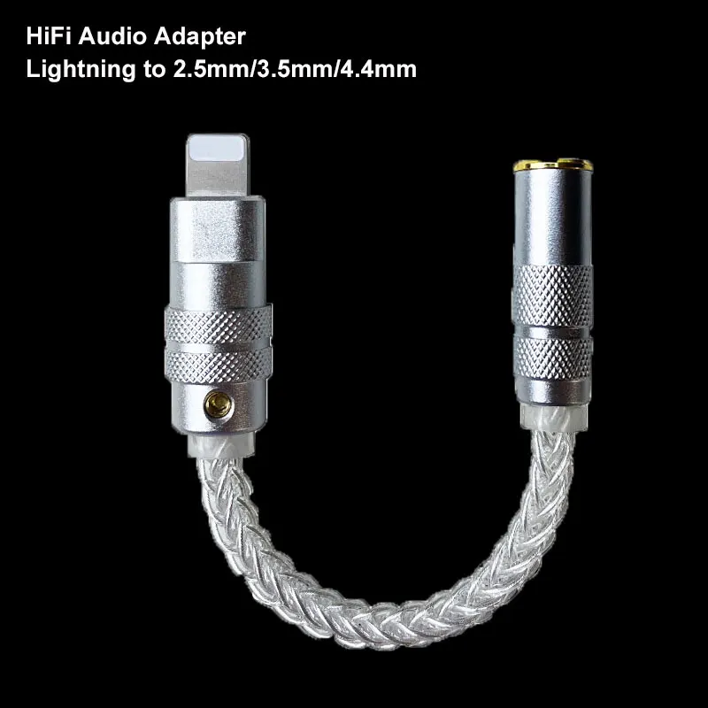 

Новый аудио-адаптер HiFi с Lightning на 2,5/3,5/4,4 мм C100 для iPhone11/12/13 pro X XS XR Aux декодирование кабель из стерлингового серебра 99.999% пробы