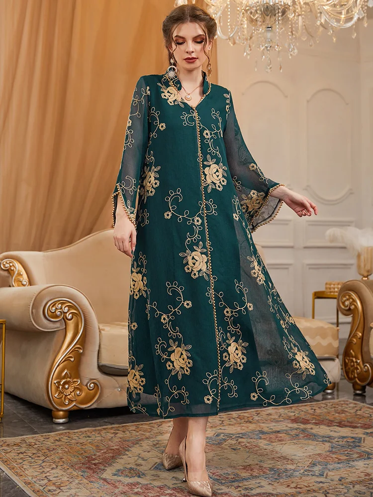 

TOLEEN Women Casual Elegant Maxi Long Dresses 2022 New Summer Autumn Luxury Embroidery Abaya Turkish Evening Party Robe Vestidos