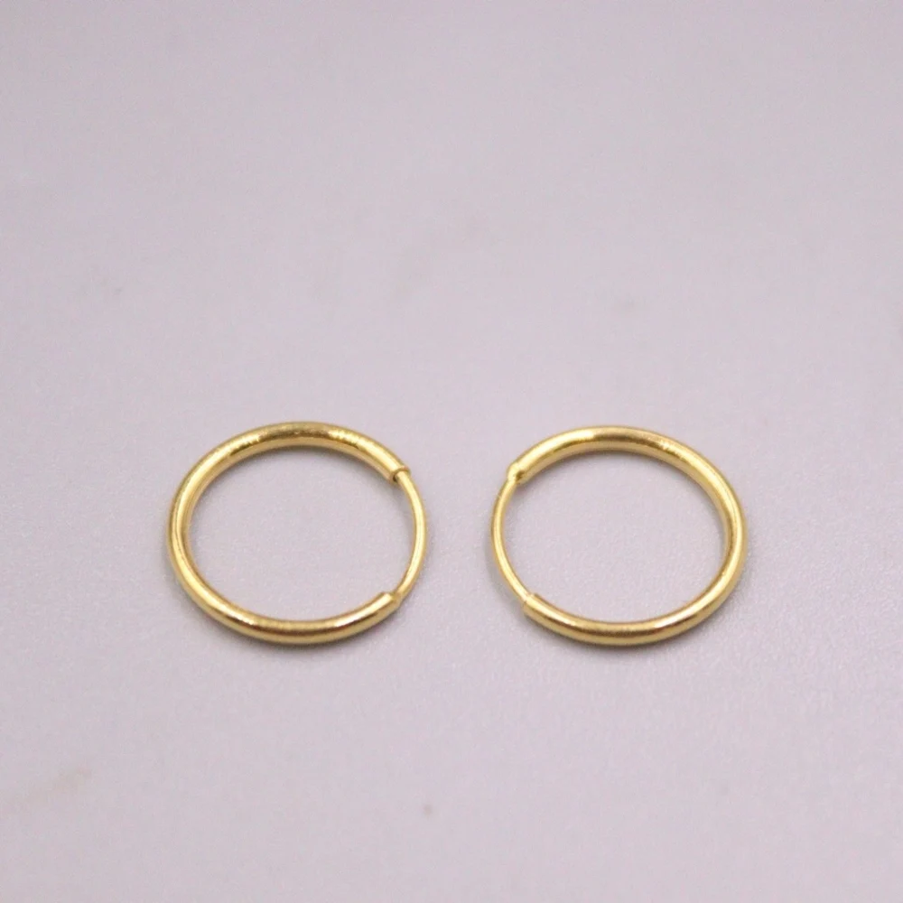 Женские круглые серьги-кольца из настоящего чистого желтого золота 999 пробы 24