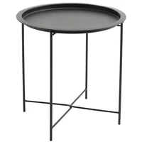 Foldable Side End Sofa Tray Metal Black Small Round Coffee Table Tea Table for Outdoor and Indoor