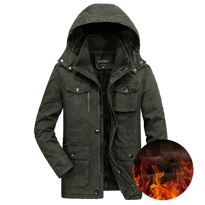 Plus Size 7XL 8XL Military Winter Jacket Men Outwear Cotton Thick Warm Windbreaker Men Jackets Wool Liner Hooded Parkas Hombre