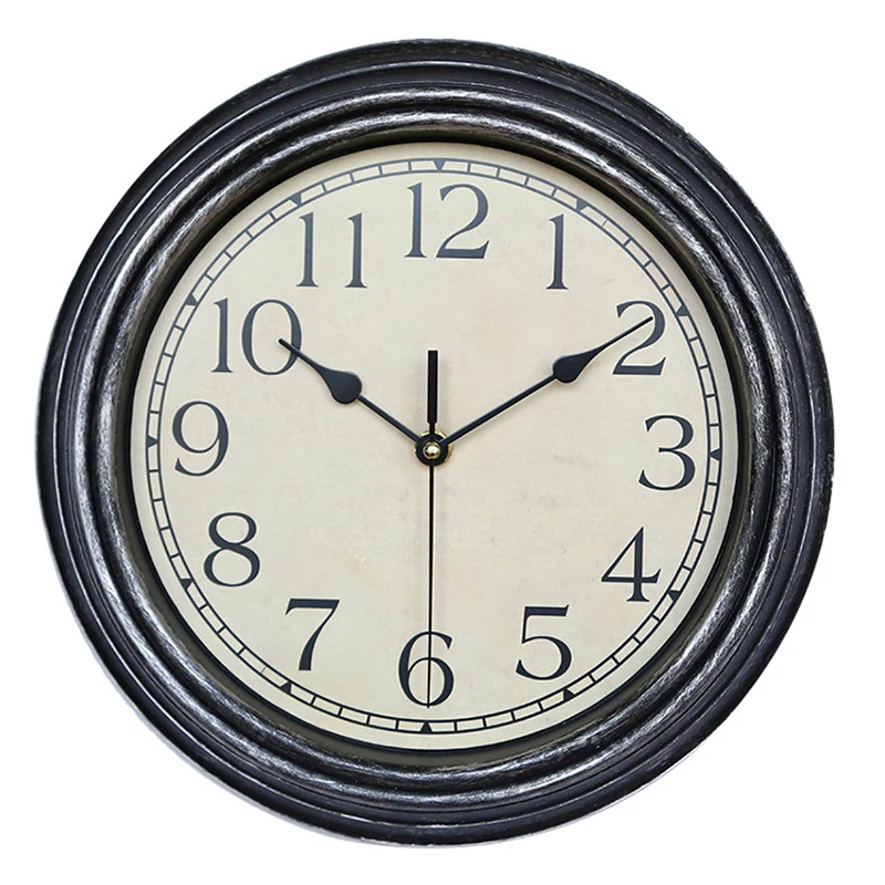 Wall Clock, 12 inch Silent Non-Ticking Retro Clock Vintage E