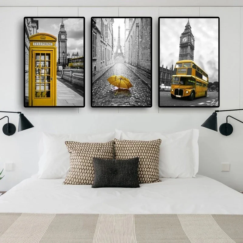 Регулировка цвета контраст Лондон Париж пейзаж город холст картины
