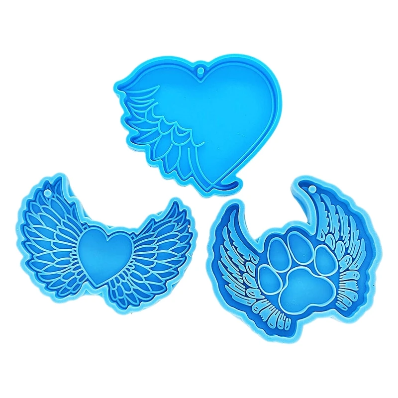 

3Pcs Shiny Glossy Silicone Resin Molds Love Angel Wings Ornament Mold DIY Keychain Pendant Epoxy Resin Crafting Molds 918F