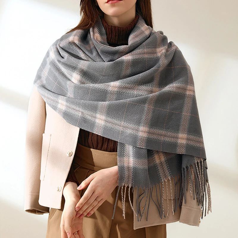 GOPLUS Scarf Women Luxury Korean Style Scarves 2022 Plaid Soft Bufandas Tassel Female Pink Foulard Jersey Pareo Echarpe Shawl |