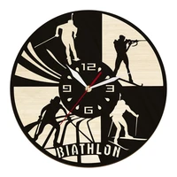 biathlon skiing and rifle shooting wall clock arena decor for athletes fan room cross country skiing winter sports wall watch
