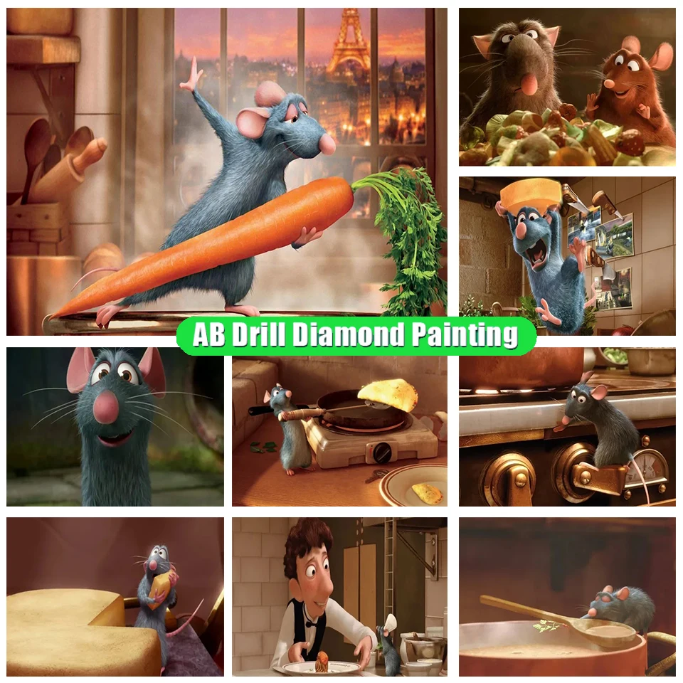 

Алмазная живопись Disney Diy 5D Ab с Рататуй, алмазная вышивка, мозаика, наборы для вышивки крестиком, домашний декор ручной работы, подарки Ll133