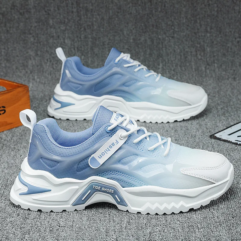 2022 Summer Men's Shoes Breathable Mesh Casual Walking Shoes PVC Blowing Sole Running Sneakers Korean Men's Shoes