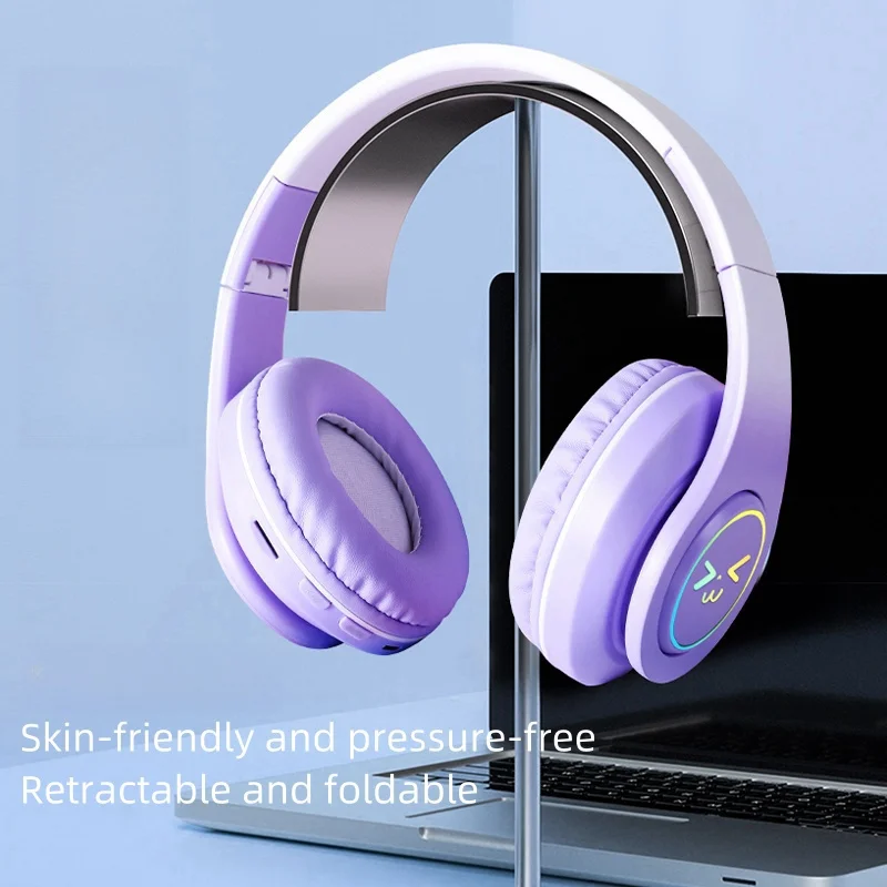 Фото 2619016 Беспроводные Bluetooth-наушники SONY для компьютера с RGB-подсветкой, светящимся смайликом, шумоподавлением, игровая гарнитура для геймеров, с усиленными басами, для спорта №3