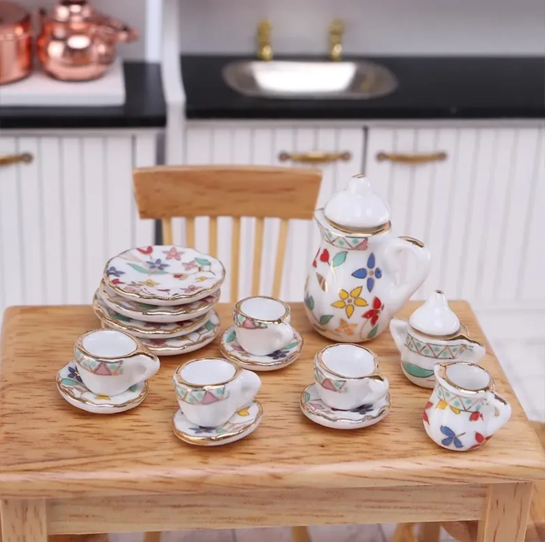 

Doll House Accessories Mini Tea Cup Bottle Set 1:12 Desk Home Blind Box Figure Decoration