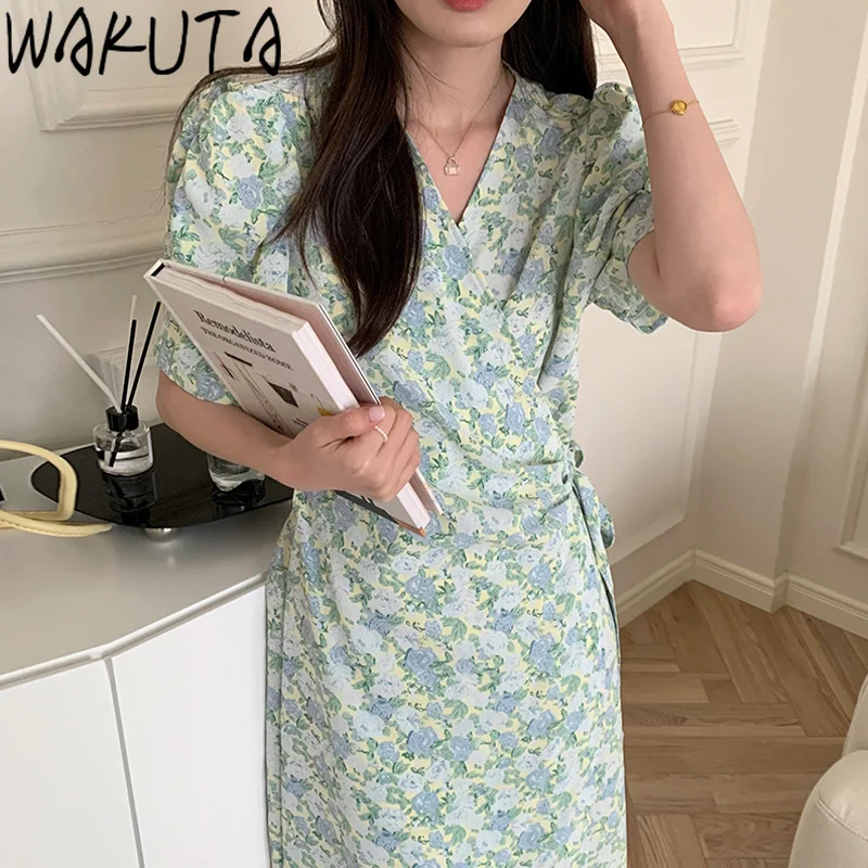 Winuta зеленое фиолетовое цветочное тонкое длинное женское летнее 2024 милое