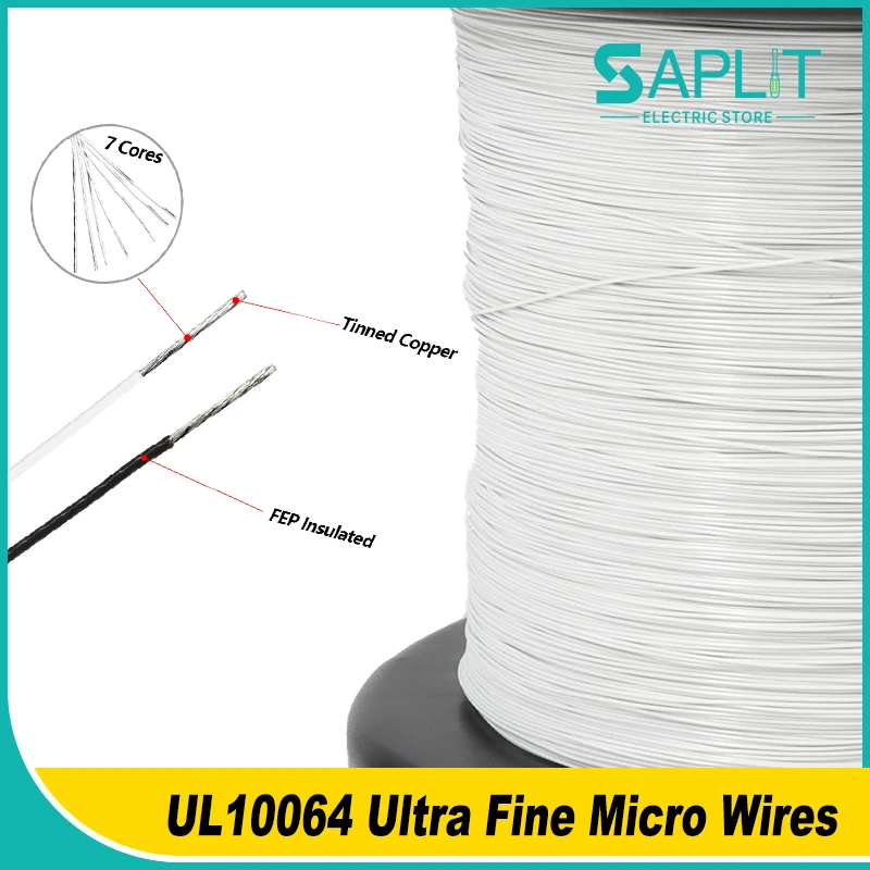 10 цветов UL10064 Сверхтонкие микропровода FEP Изоляция 26 28 30 32 34 36 40 AWG DIY Медный кабель высокой проводимости для припоя