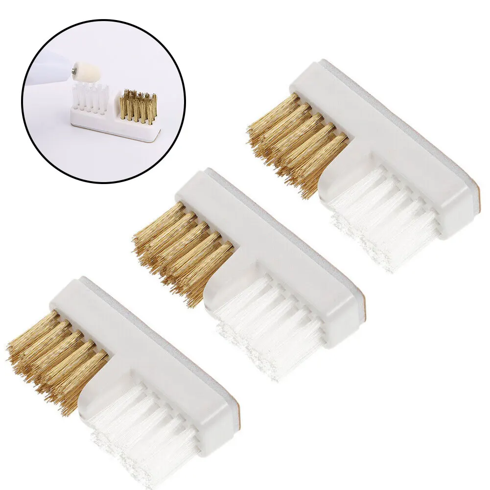 

3Pcs Plastic Nail Brush Cleaning Drill Grinding Head Portable Cleaner Dual Brush UV Gel Nail Art Care Remove Dust Manicure Tools