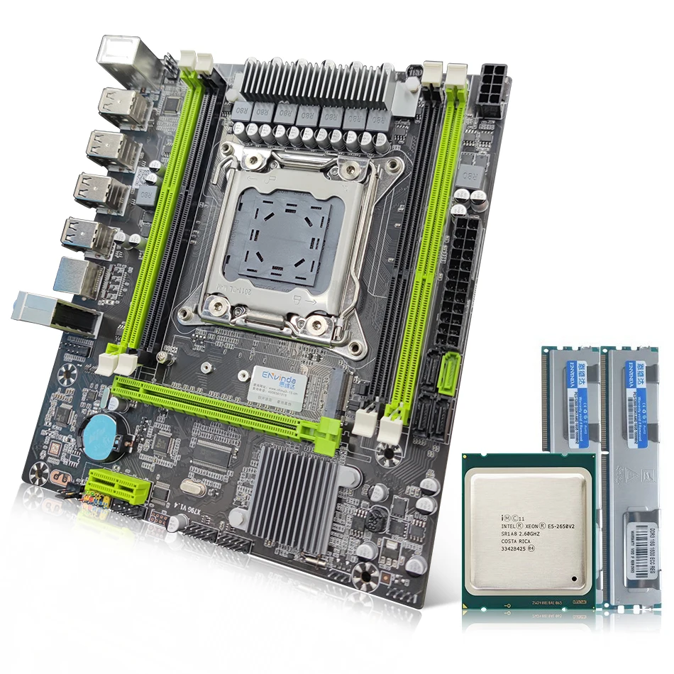 X79 Motherboard With Xeon E5 2670 V2 CPU 2*8GB Or 16gb DDR3 1333 REG  ECC RAM Memory Combo Kit Server Set NVME Kit Combo images - 6