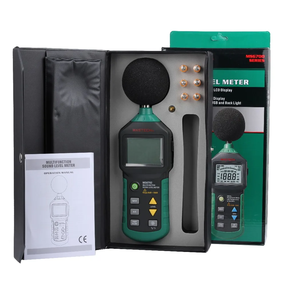 

MASTECH MS6702 Digital Display Multimeter 3 in 1 Digital Sound Level Meter Noise Decible Meter Temperature Humidity Meter