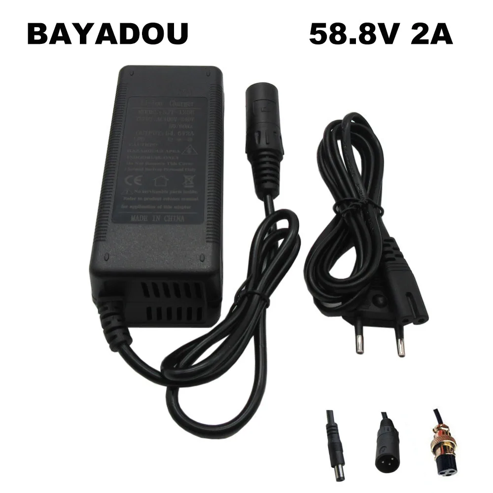 

58.8V 2A Lithium Ebike Charger For 51.8V 52V 14S Li-ion Electric Bike Scooter Bicycle Battery Chargers GX16 XLRM with fan