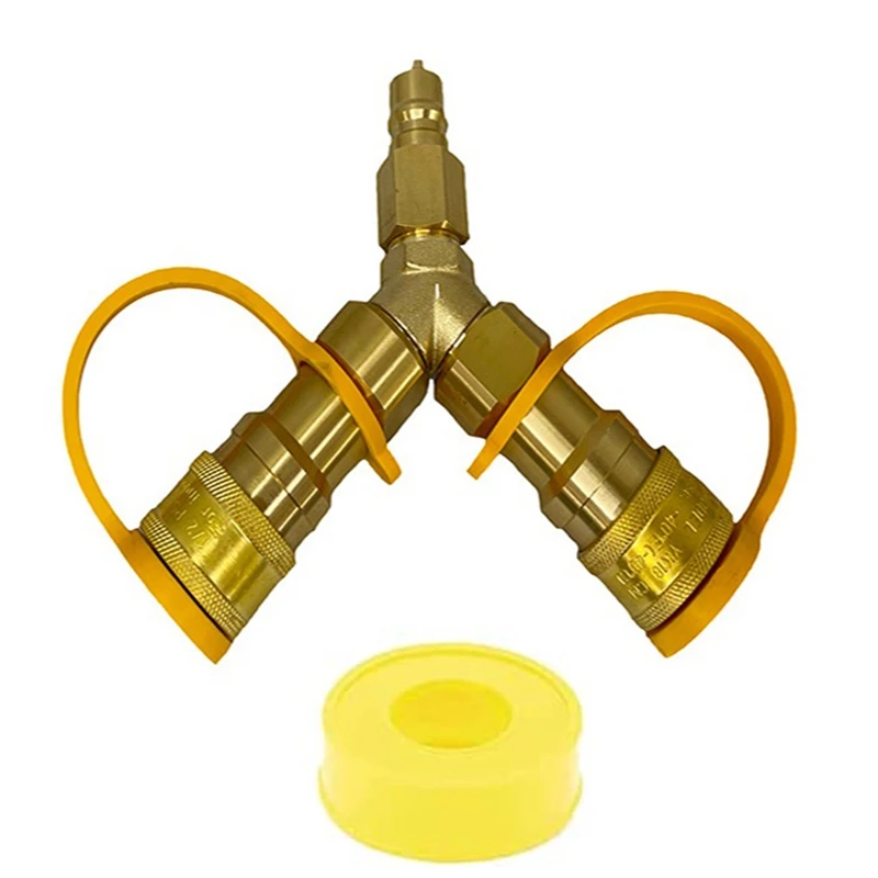 

3/8 Inch Y-Splitter Quick Connect/Disconnect Adapter For Natural Gas Or Propane Systems, Suitable For Natural Gas Grills