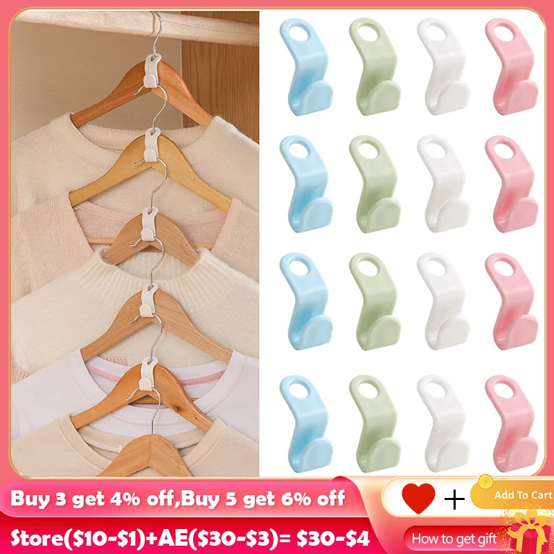 

20PCS Mini Clothes Hanger Connector Hooks For Closet Cascading Plastic Wardrobe Organizer Clothes Rack Holder Space Saving