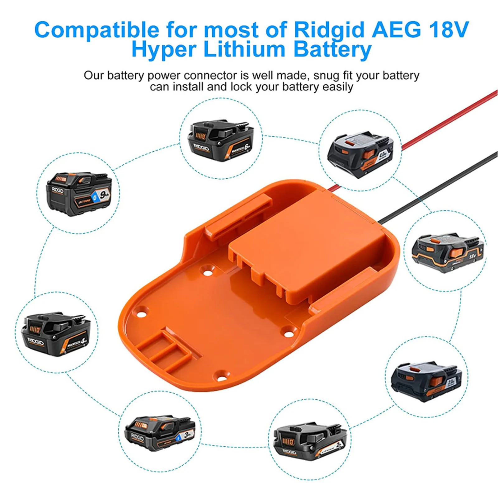 

Адаптер аккумулятора для самостоятельной сборки, преобразователь для RIDGID 18 в и AEG 18 в, аксессуары для разъема питания с крепежным отверстием/держателем предохранителя/клеммной колодкой