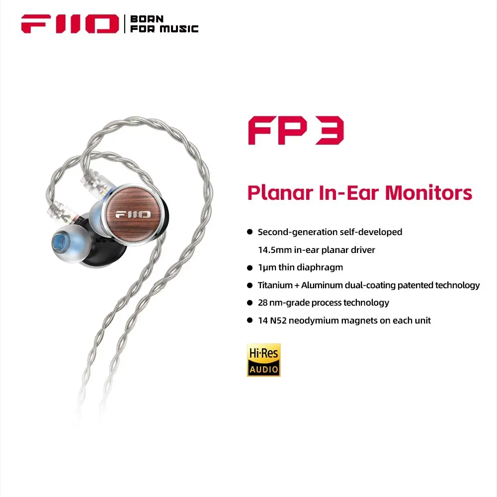 FiiO FP3 HiFi 14 5 мм плоский диафрагменный драйвер для наушников-вкладышей деревянная