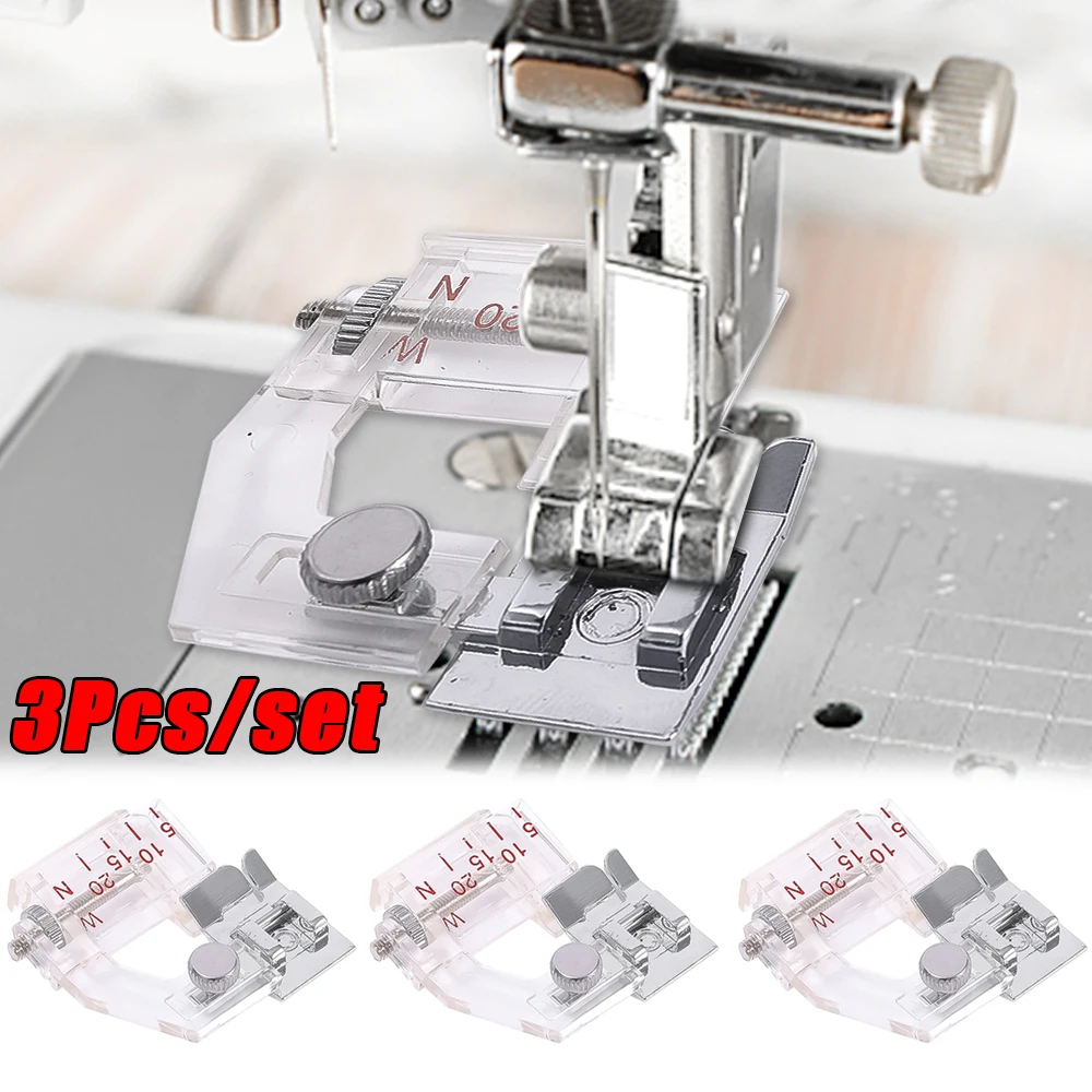 

3/1Pcs Sewing Machine Presser Foot Adjustable Distance Binding Sewing Seam Guide Presser Rolled Hem Feet DIY Sewing Supplies
