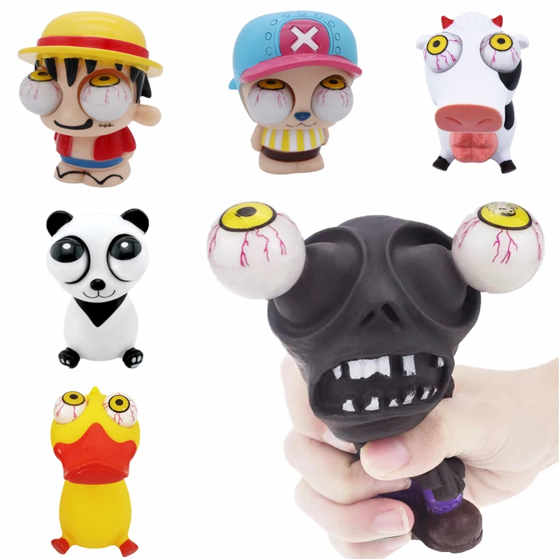 

Anime One Piece Crowded Eyes Halloween Toys Cartoon Luffy Chopper Burst Eyeballs Funny Spoof Toys for Christmas Halloween Gifts