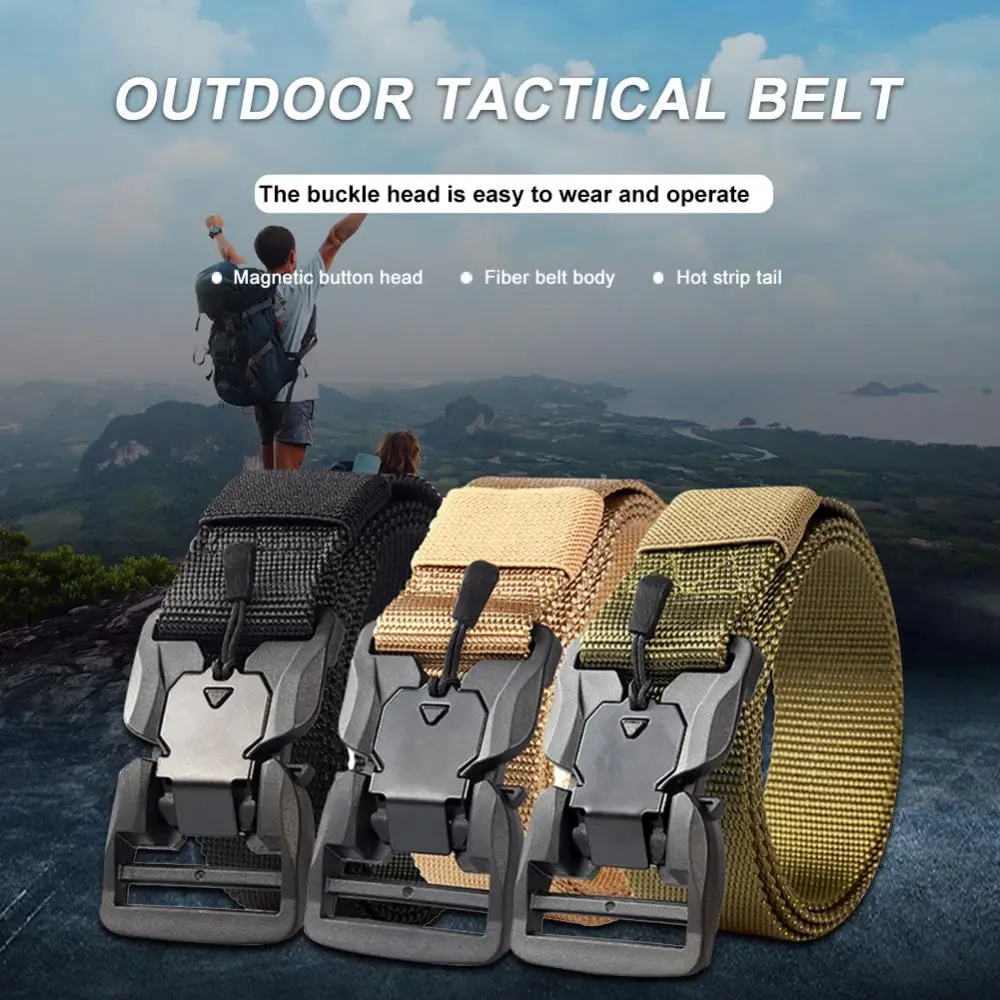 

Tactical Belt Quick Release Plastic Magnetic Buckle Military Belts Soft Nylon Sports Accessories Outdoor Leisure Training Belt
