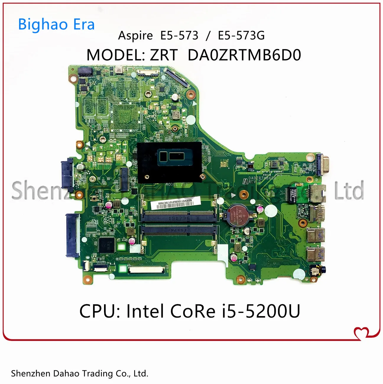 para Acer Aspire E5573 E5-573g Portátil Placa-mãe Da0zrtmb6d0 com I5-5200u Cpu Ddr3l Nbmvh11003 Nb. Mvh11.003 100% Totalmente Testado