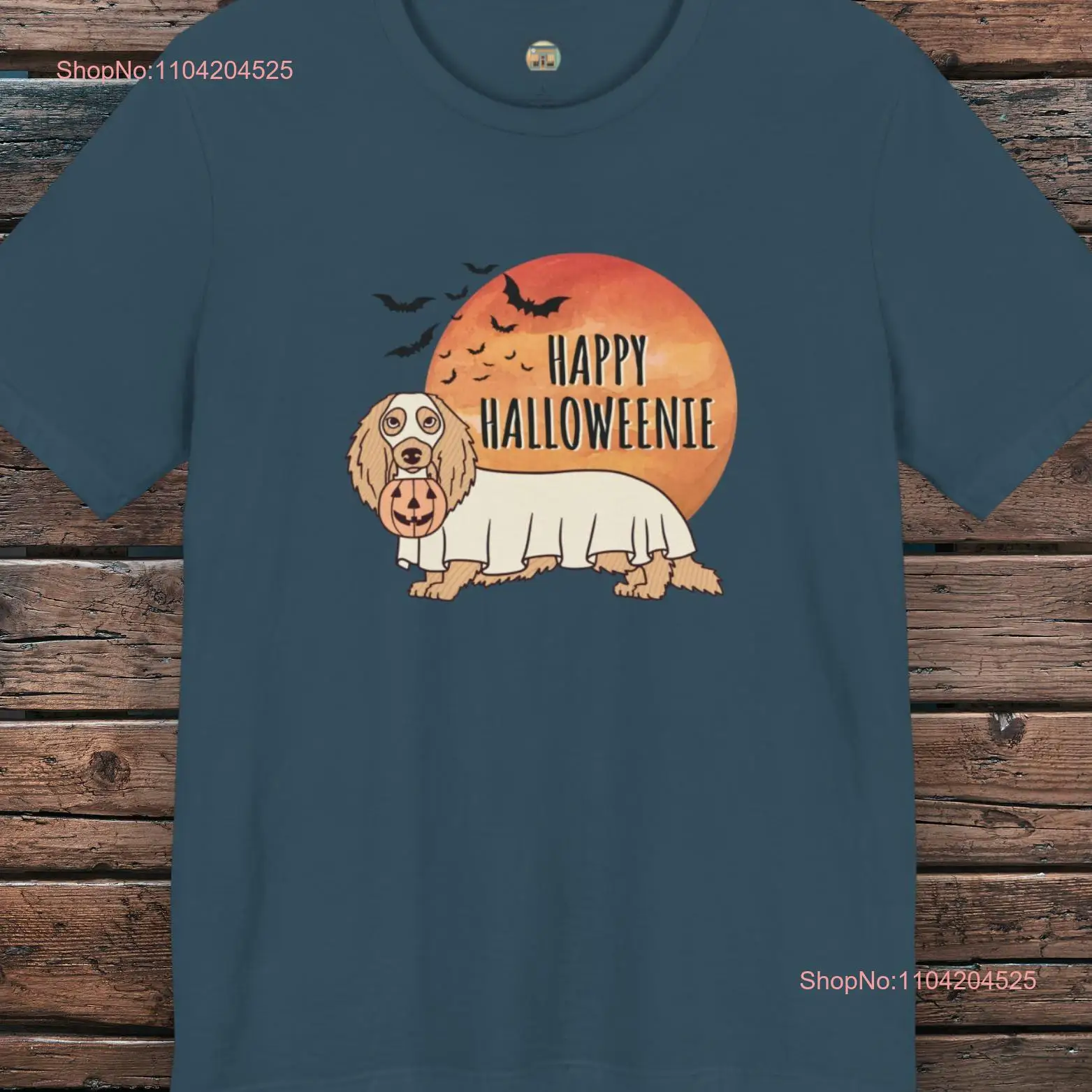 Happy Halloweenie Dachshund Ghost T Shirt Cute Wiener Dog Spooky Season Pet Parent Best Halloween Trick or TreaT