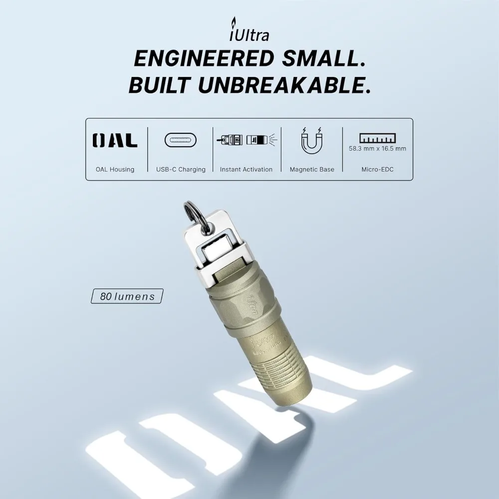 Фото Перезаряжаемый фонарик EDC OLIGHT iUltra, мини-светодиодный брелок для ключей 80 люмен, легко купить с карманом №3