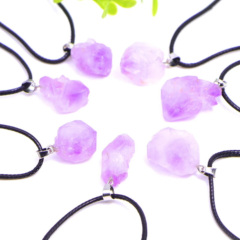 

Natural Amethyst Crystals Bulk Tumbled Energy Healing Gemstone Pendants Necklace Chakra Stone for Jewelry Making DIY Gifts