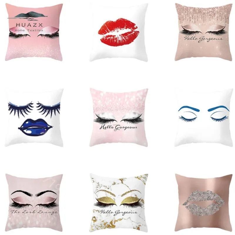 

Fashion Eyelash Printed Pillow Case for Sofa Home Decoration Cushion Cover Bedroom Lounge Car Office Chair Eco Throw Pillowcase