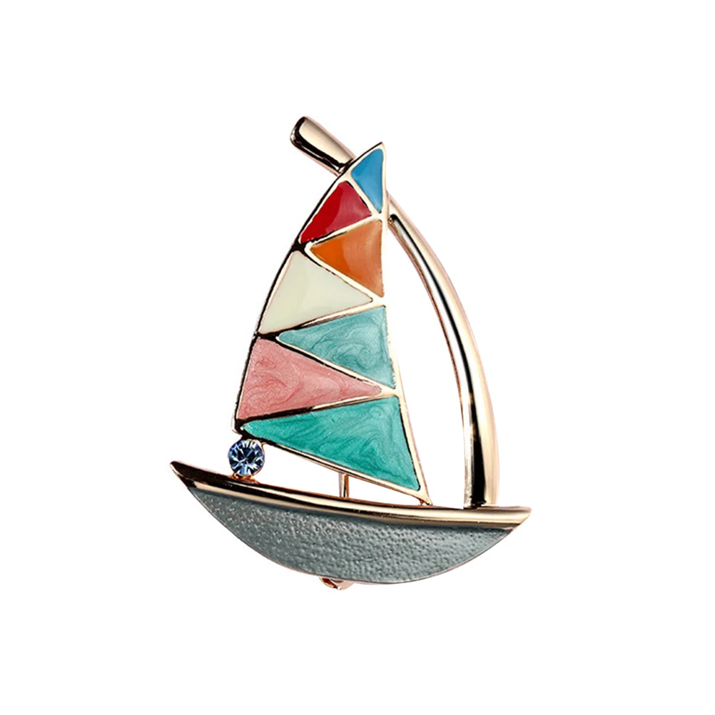 

Rhinestone Brooch Sailboat Shape Breastpin Clothing Simple Style Brooches Costume Props Decoration Brooch Pin