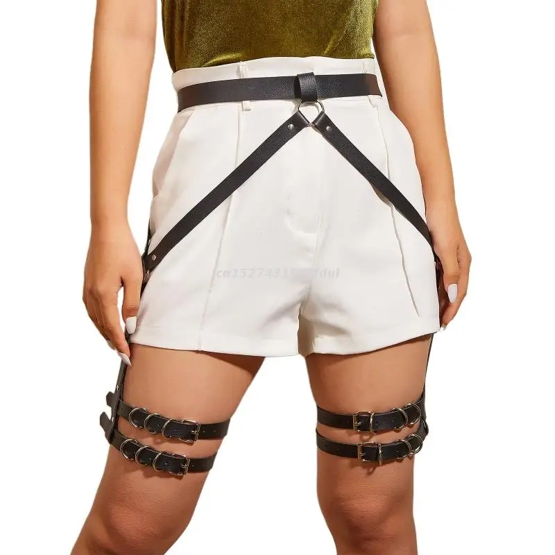 

Punk Black Waist Garter Belt Punk Full Body Harness Leather Sword Belt