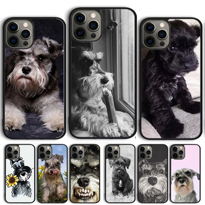 Lovely Dogs Schnauzer Phone Case For iPhone 14 15 16 13 12 Mini Max Cover Apple 11 Pro 8 7 Plus SE2020 Coque