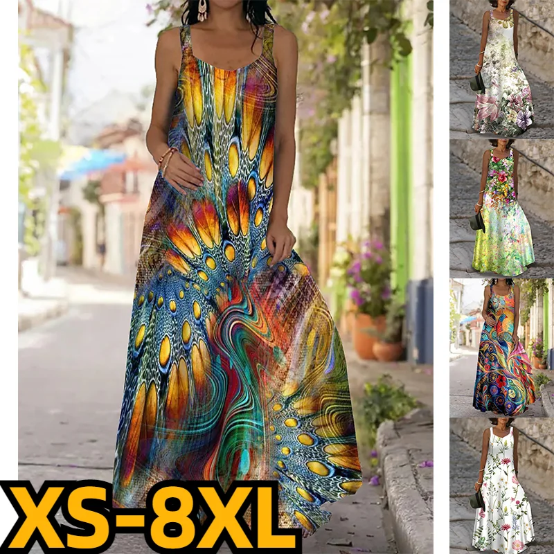 

New Women's Long Dress Maxi Dress Casual Dress A Line Dress Fashion Streetwear Daily Date Going Out Print Sleeveless Strap Dress