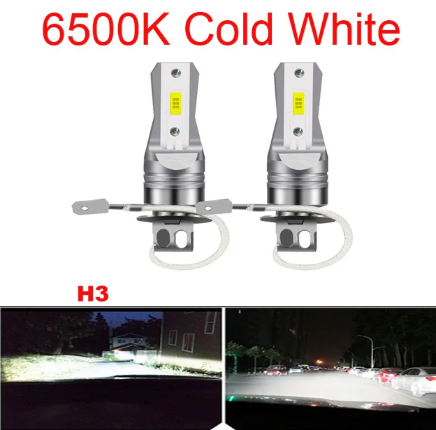 

Комплект Из 2 Шт. Светодиодных Ламп H3 Для Автомобильных Фар, 30000 Лм, 120 Вт, Мини, Без Вентилятора, 6000K Белый, 3000K Желтый