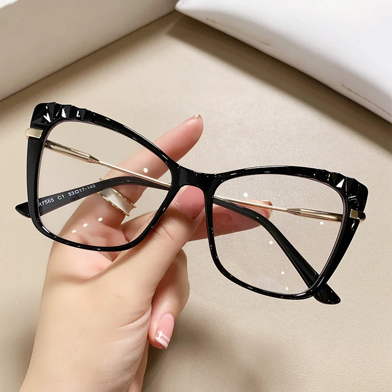 

Cat Eye Anti Blue Light Optical Glasses Frames Women Crystal Cut TR90 Fashion Computer Eyeglasses