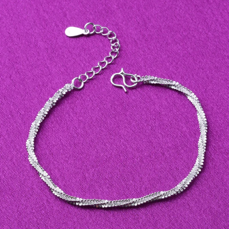 

2023 New 925 Sterling Silver Retro Fashion Women's Silver Anklet Simple Hemp Rope Bracelet