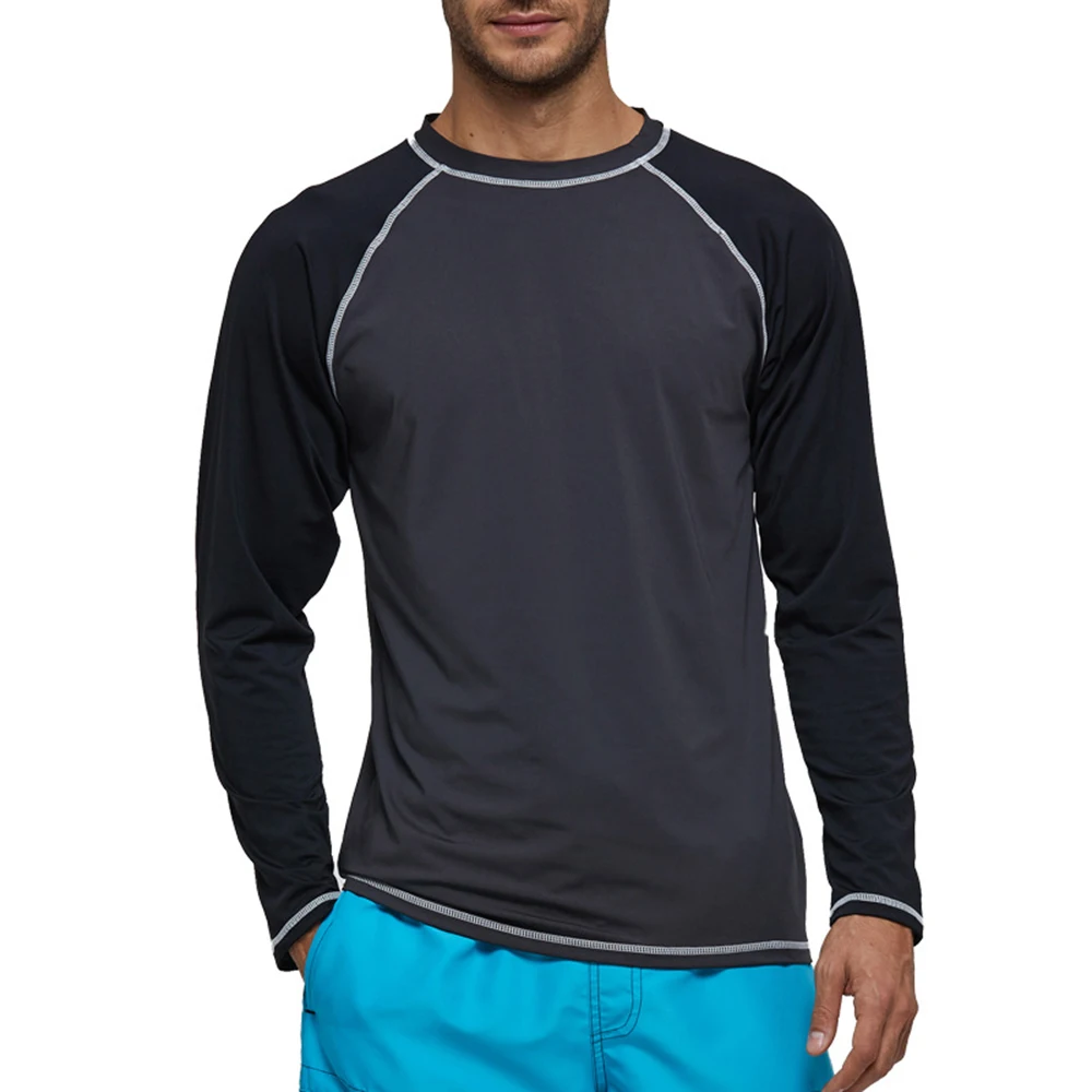 New Men's Fashion Long Sleeve Loose Sun Protection Suit UPF 50+ Beach Suit Surf Suit Water Sports Quick Dry Swimming Top T-Shirt