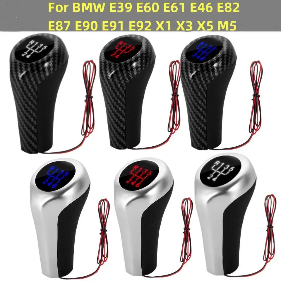 5 6 Speed Manual Gear Shift Knob w/LED Light Shifter Lever Handle Stick For BMW E39 E60 E61 E46 E82 E87 E90 E91 E92 X1 X3 X5 M5