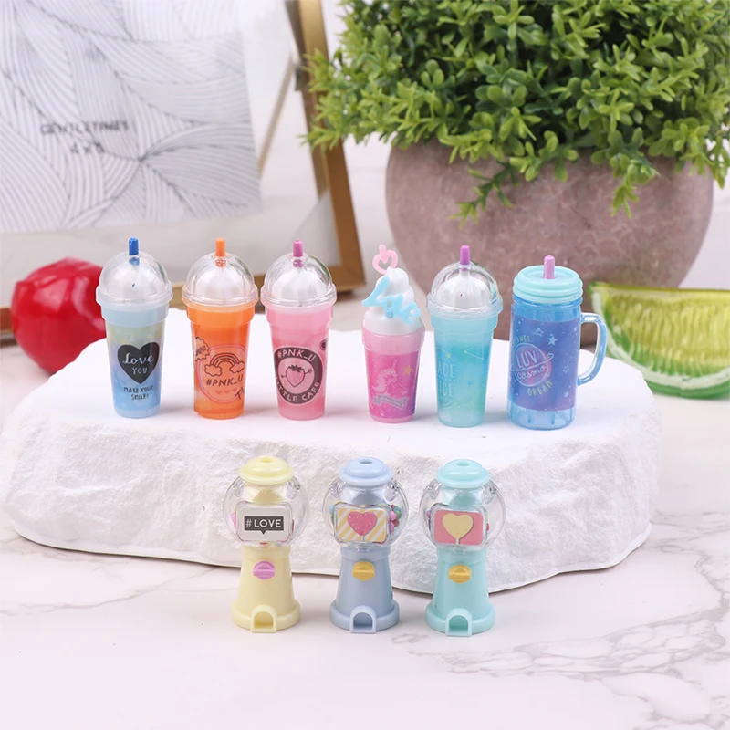 

3pcs/set Dollhouse Miniature Simulation Drink Cup Candy Gacha Machine Decoration Accessories Model Toys Gifts